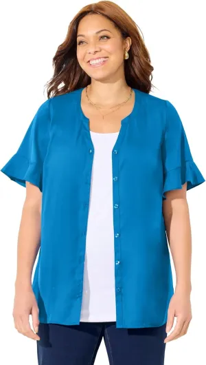 Catherines Women's Plus Size Petite Isabella Romance Blouse