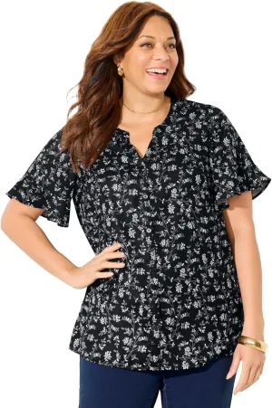 Catherines Women's Plus Size Petite Isabella Romance Blouse