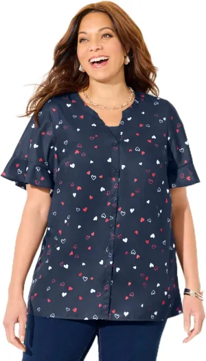 Catherines Women's Plus Size Petite Isabella Romance Blouse