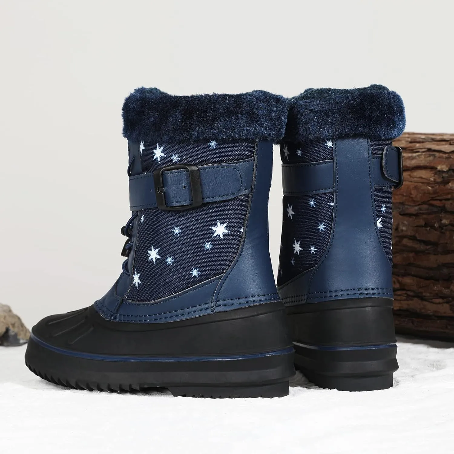 CERYTHRINA Unisex-Child Bootie Snow Boot Duck Girls and Boys Lace Up Rain Duck Boots