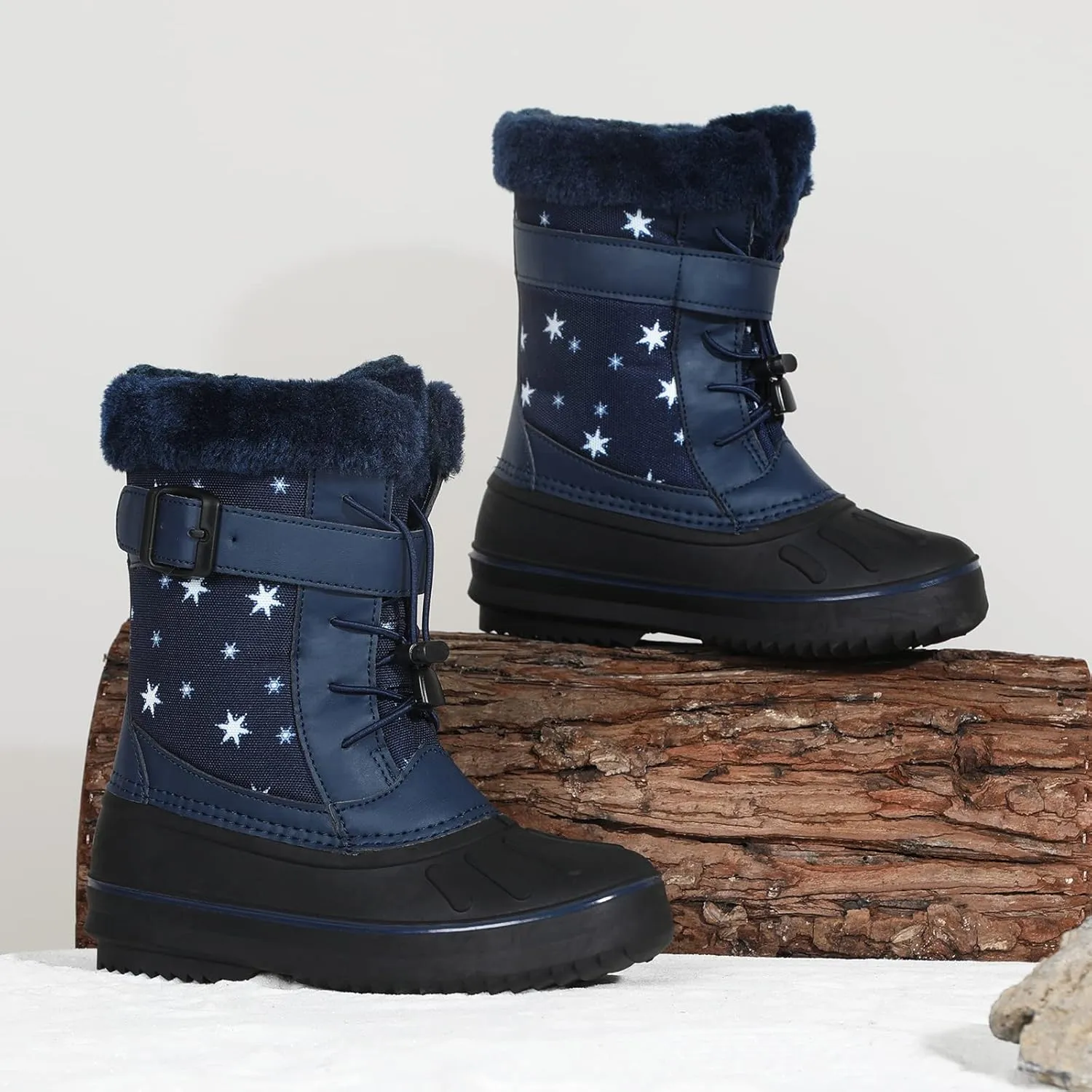 CERYTHRINA Unisex-Child Bootie Snow Boot Duck Girls and Boys Lace Up Rain Duck Boots