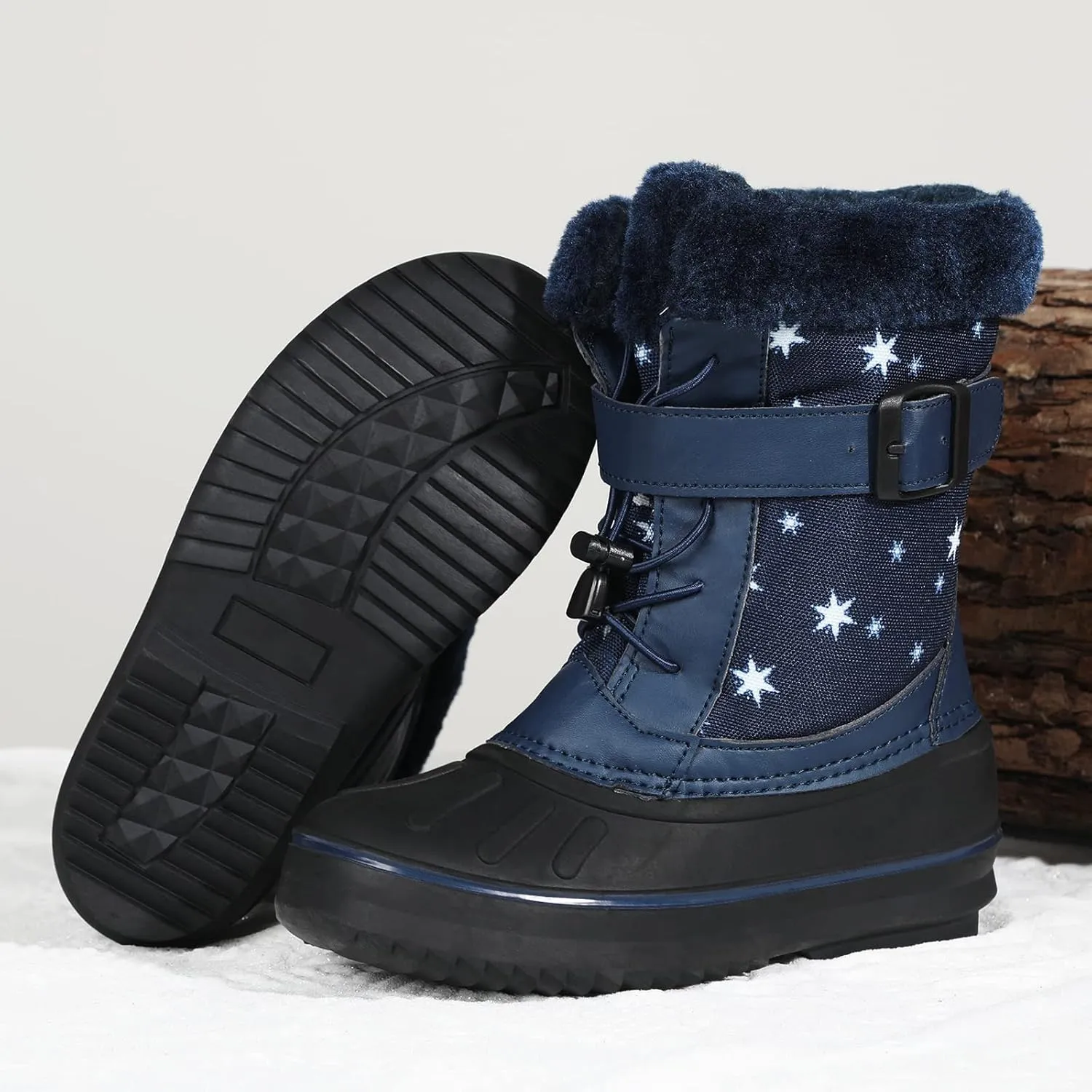 CERYTHRINA Unisex-Child Bootie Snow Boot Duck Girls and Boys Lace Up Rain Duck Boots