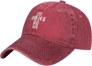 Christian Bible Verse Jesus The Way John 14：6 Cowboy hat Baseball Cap Women Sun Hat Men Dad Hat Trucker hat Black