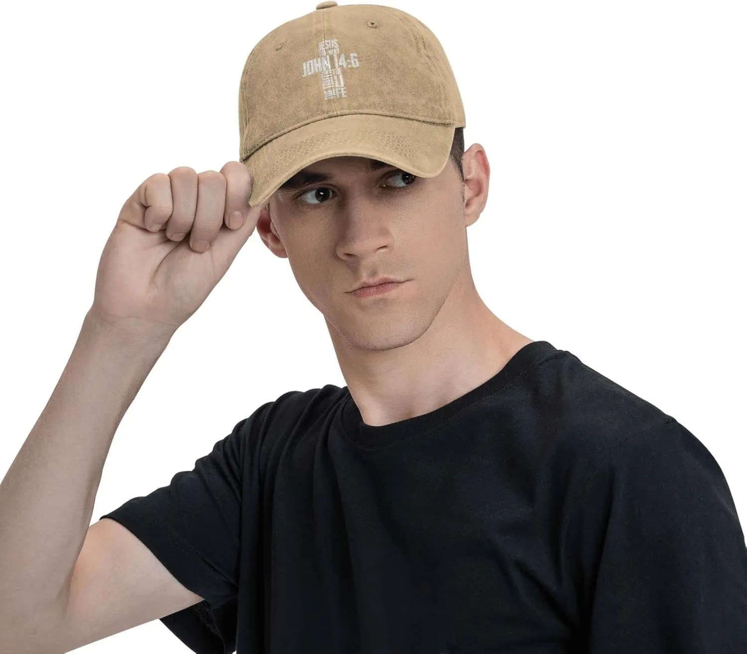 Christian Bible Verse Jesus The Way John 14：6 Cowboy hat Baseball Cap Women Sun Hat Men Dad Hat Trucker hat Black