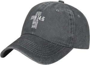 Christian Bible Verse Jesus The Way John 14：6 Cowboy hat Baseball Cap Women Sun Hat Men Dad Hat Trucker hat Black