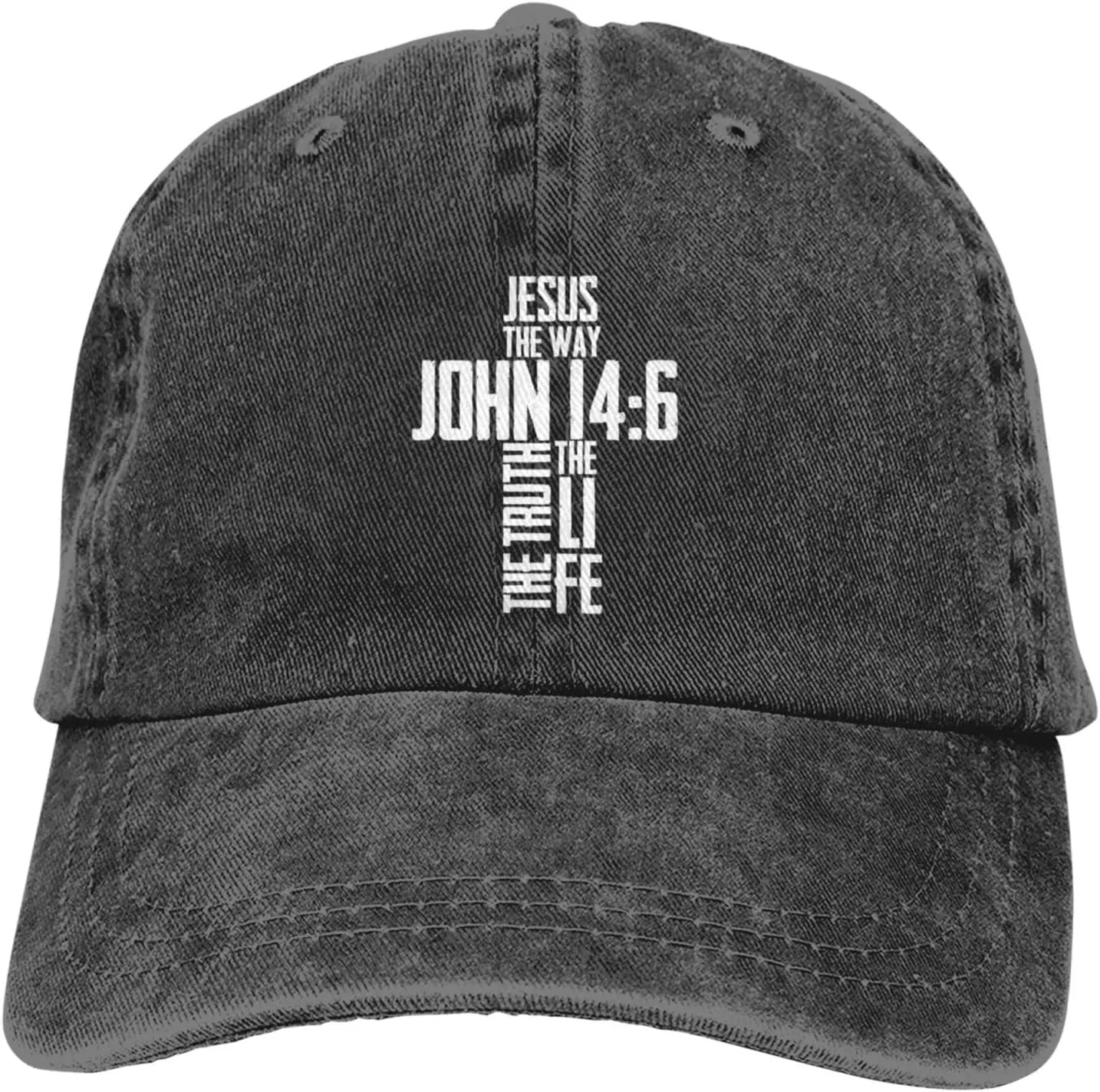 Christian Bible Verse Jesus The Way John 14：6 Cowboy hat Baseball Cap Women Sun Hat Men Dad Hat Trucker hat Black