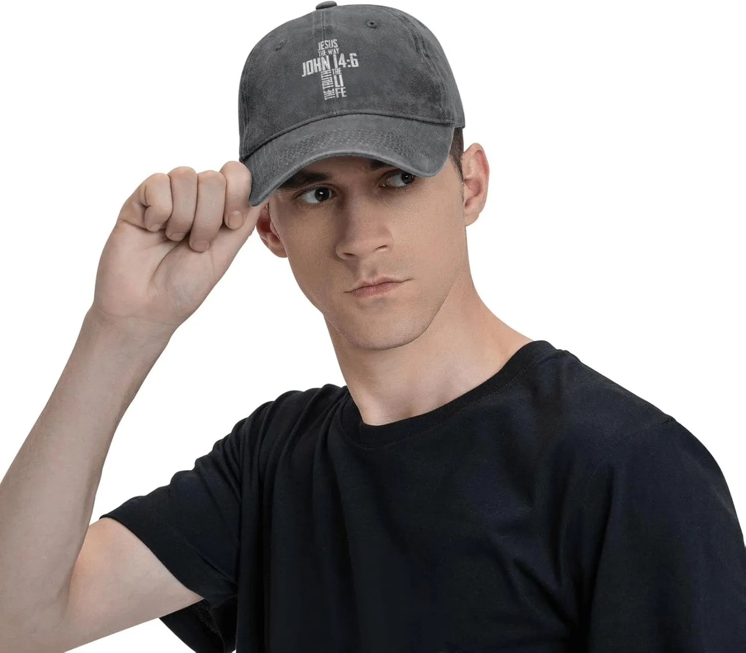 Christian Bible Verse Jesus The Way John 14：6 Cowboy hat Baseball Cap Women Sun Hat Men Dad Hat Trucker hat Black