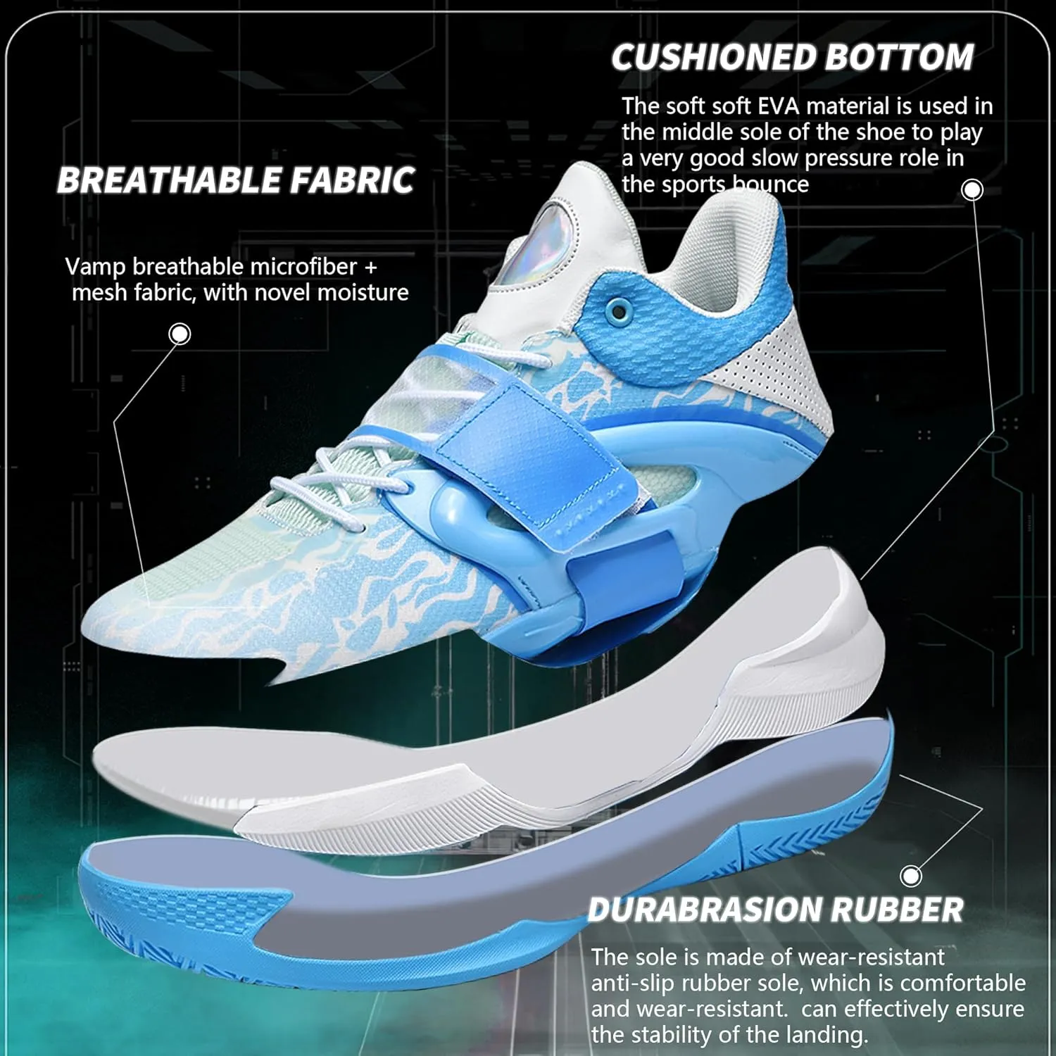 CJSPORX Men Women Basketball Shoes Breathable Non Slip Outdoor Fashion Sneakers