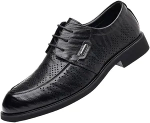Classic Men's Dress Shoes Formal Business Oxfords Genuine Leather Lace-Up Comfortable Tuxedo Shoes for Weddings Office