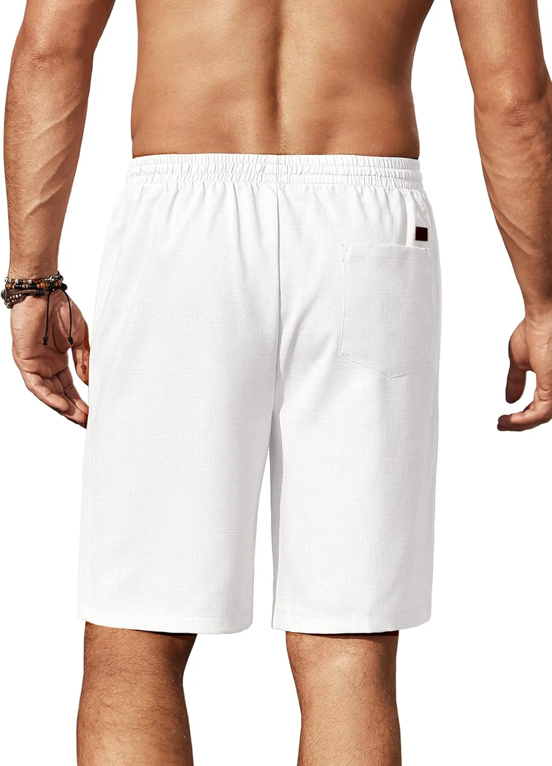 COOFANDY Mens Linen Shorts 9" Elastic Waist Drawstring Casual Shorts Lightweight Summer Beach Shorts