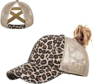 Criss Cross Ponytail Hat Washed Distressed Mesh Womens Baseball Cap Dad Hat Ponytail Hat for Women