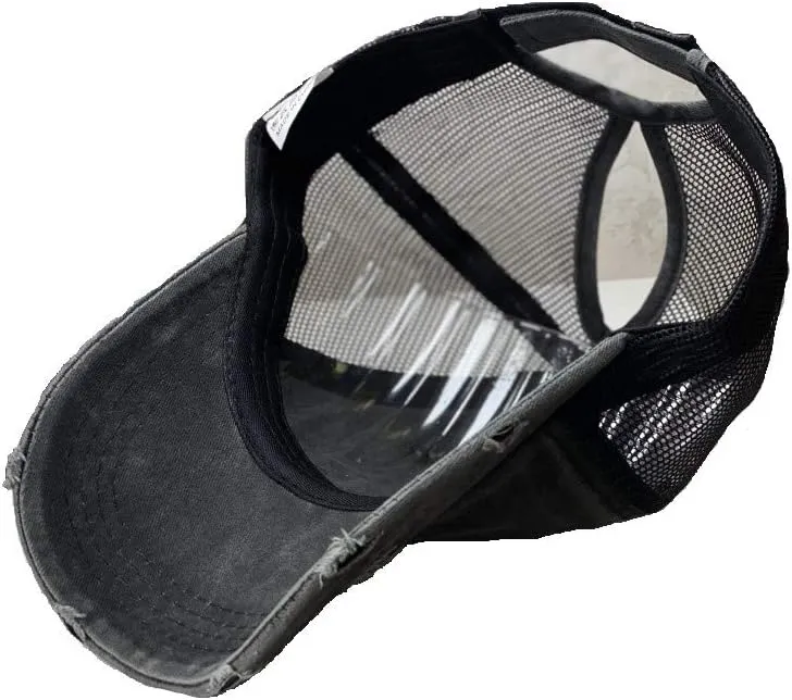 Criss Cross Ponytail Hat Washed Distressed Mesh Womens Baseball Cap Dad Hat Ponytail Hat for Women
