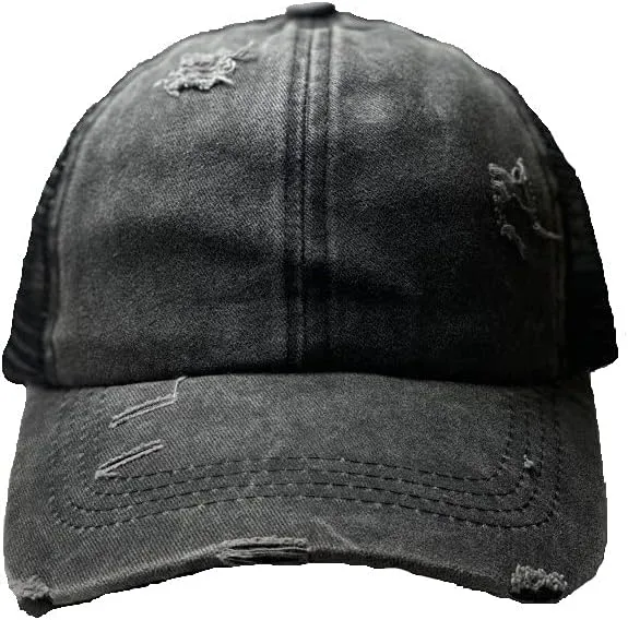Criss Cross Ponytail Hat Washed Distressed Mesh Womens Baseball Cap Dad Hat Ponytail Hat for Women