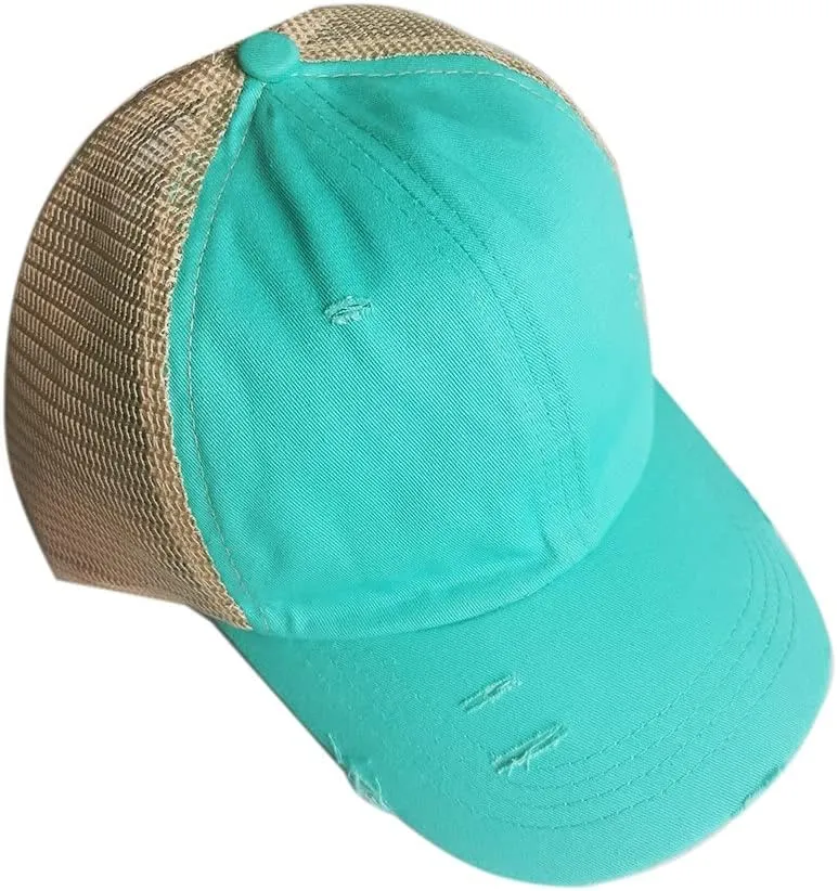 Criss Cross Ponytail Hat Washed Distressed Mesh Womens Baseball Cap Dad Hat Ponytail Hat for Women