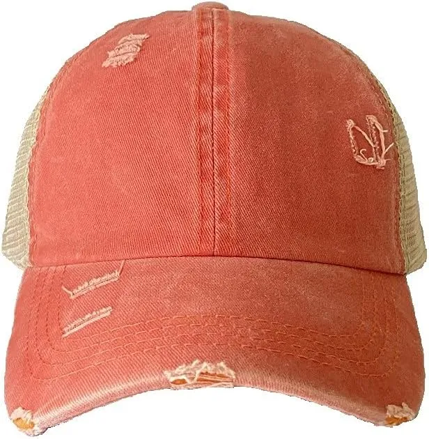 Criss Cross Ponytail Hat Washed Distressed Mesh Womens Baseball Cap Dad Hat Ponytail Hat for Women