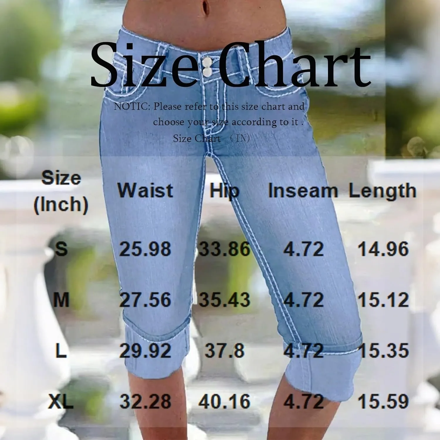 Denim Capri Pants for Women Skinny Ripped Low Rise Jeans with Pockets Casual Skinny Crop Denim Pants with Pockets
