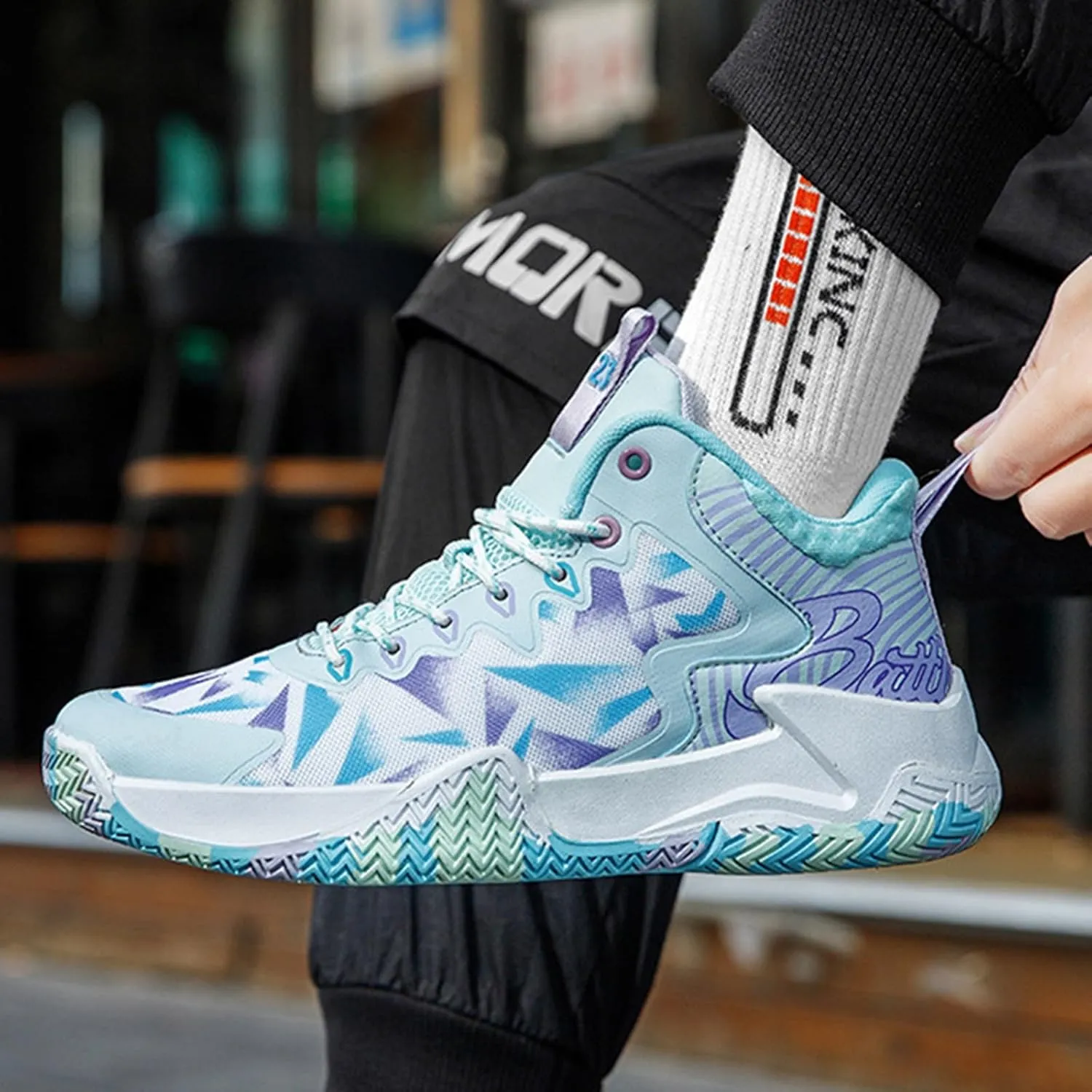 DHAEY Basketball Shoes Men??s Shoes Running Shoes Fashion Sneakers Breathable Shoes Training Shoes Casual Shoes Breathable Shoes (Color : A, Size : 10 Women/8.5 Men)