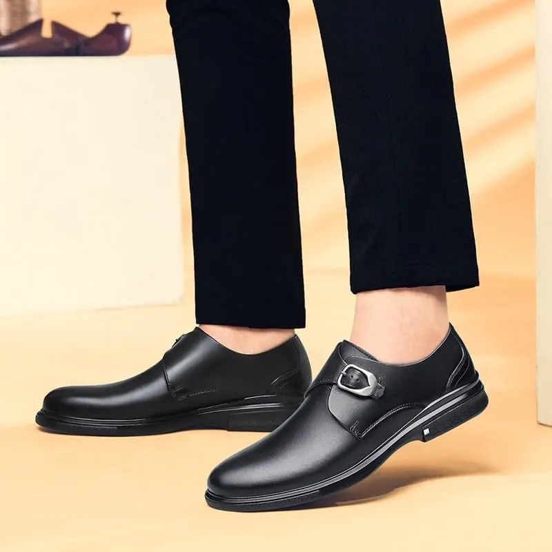 Dress Oxford for Men Slip On Business Oxford Shoes Men's Slip On Leather Shoes Black Men Suit Shoes Korean Style Breathable Casual Walking Footwear