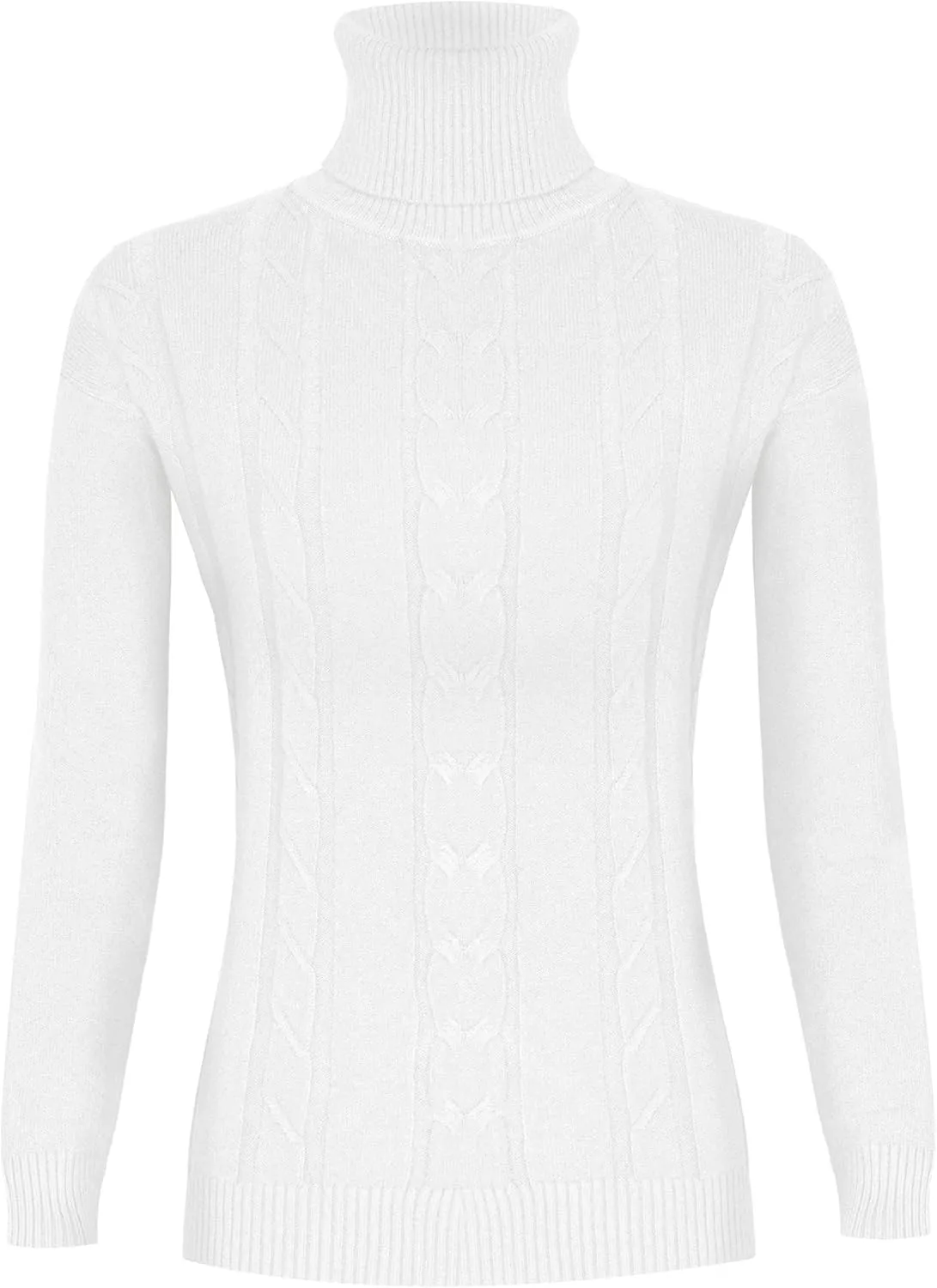 EANUER Women's Long Sleeve Turtleneck Cable Knit Pullover Lightweight Ribbed Sweaters
