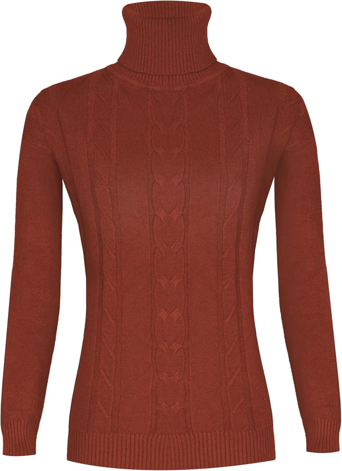 EANUER Women's Long Sleeve Turtleneck Cable Knit Pullover Lightweight Ribbed Sweaters