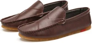 Easy to Put and Remove Driving Moccasins Loafer Shoes for Men Vegan Leather Stitching Details Rubber Sole Round Toe Flexible Resistant Flat Heel Anti-Slip Lightweight for All Occasions (Color : Wine