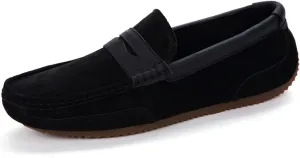 Easy to Put and Remove. Smoking Loafer Driving Moccasins for Men Suede Vamp Genuine Leather Stitching Details Round Toe Penny Loafer Flexible Resistant Comfortable Casual for All Occasions