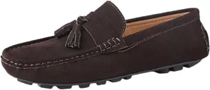 Easy to Put and Remove. Smoking Loafer for Men PU Tassel Stitching Details Round Toe Suede Vamp Flexible Lightweight Flat Heel Resistant Driving Slip on for All Occasions