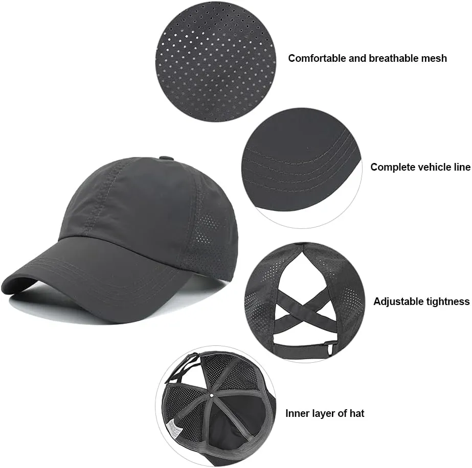 FASHIXD Ponytail Baseball Cap for Women Mesh Quick Dry Baseball Hat with Ponytail Hole