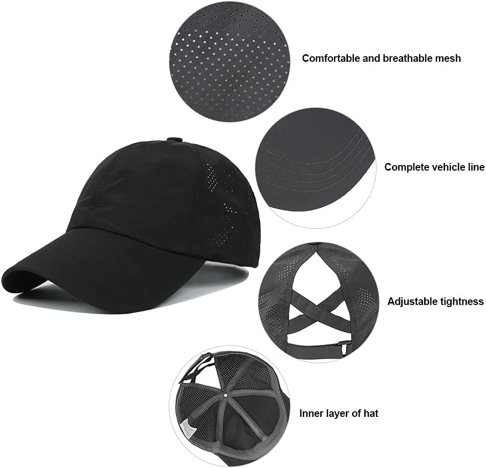 FASHIXD Ponytail Baseball Cap for Women Mesh Quick Dry Baseball Hat with Ponytail Hole