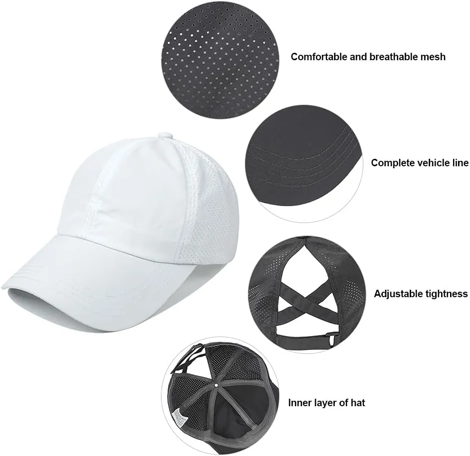 FASHIXD Ponytail Baseball Cap for Women Mesh Quick Dry Baseball Hat with Ponytail Hole