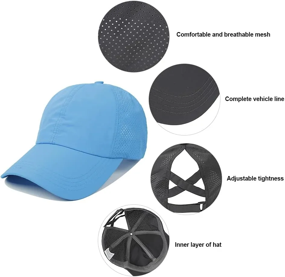 FASHIXD Ponytail Baseball Cap for Women Mesh Quick Dry Baseball Hat with Ponytail Hole