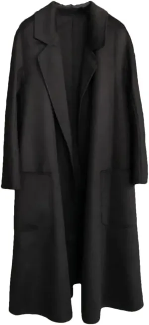 Fjnbbiot Double-Sided Wool Coat Women Long Autumn Winter Coat Elegant Notched Collar Double Breasted Wool Blend Over Coat