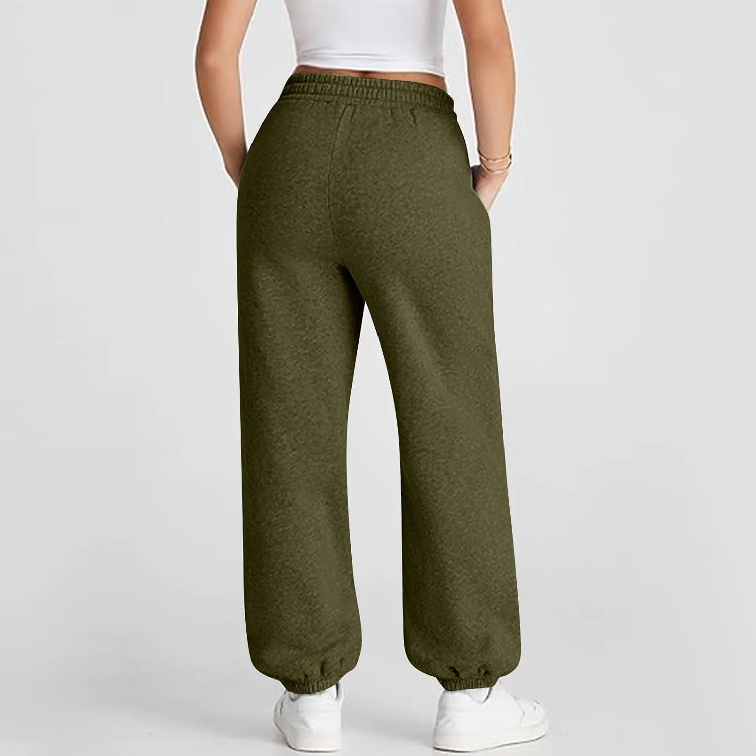 Fleece Joggers for Women Cute Y2k Crossover Baggy Sweatpants Casual Elastic Waist Athletic Jogger Pants with Pockets