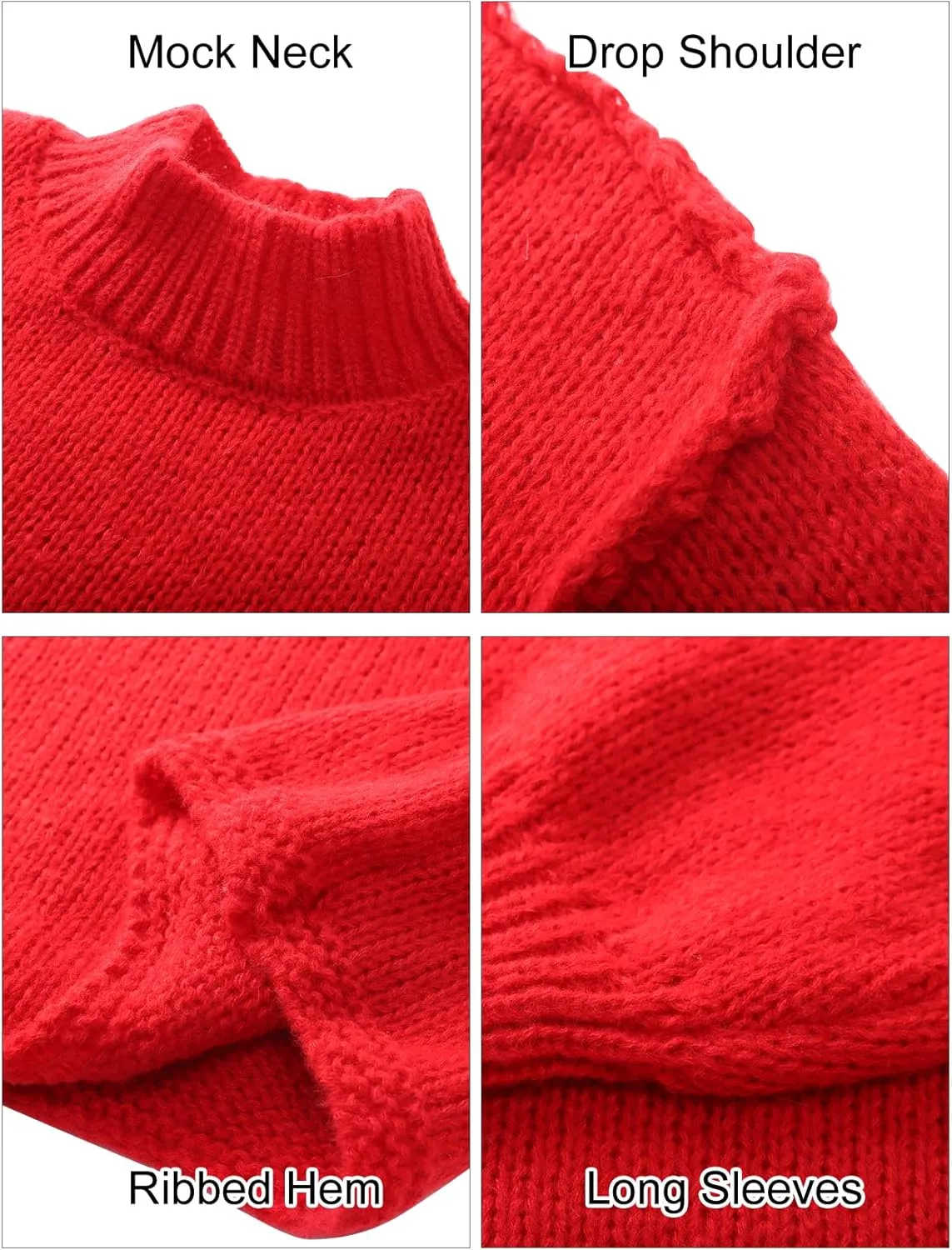 Flygo Womens Oversized Sweater Long Sleeve Mock Neck Tunic Sweater Casual Knit Pullover Sweater Tops