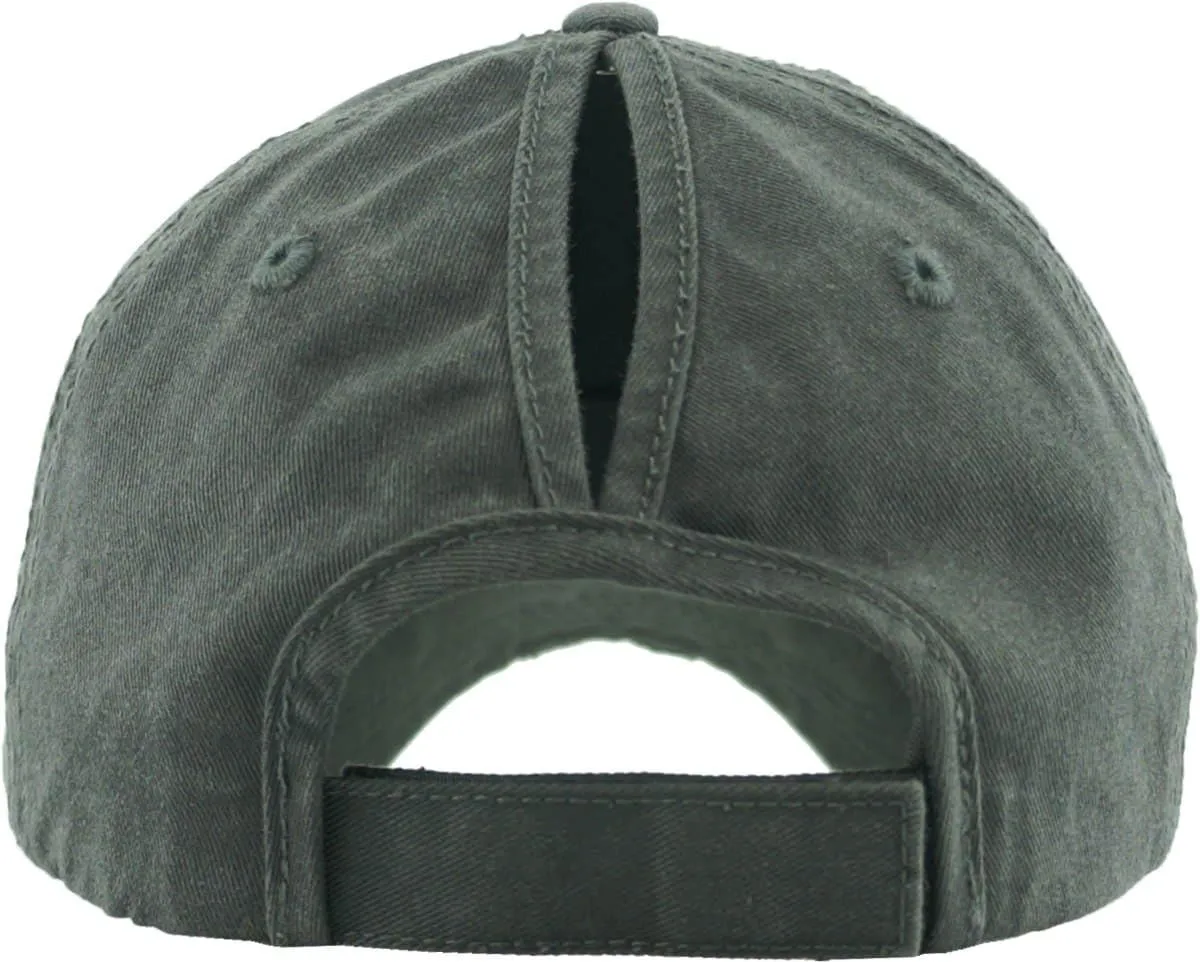 Funky Junque Distressed Ponytail Trucker Hat - Women's Baseball Cap - Solid, Tie Dye, Camo, Value Packs