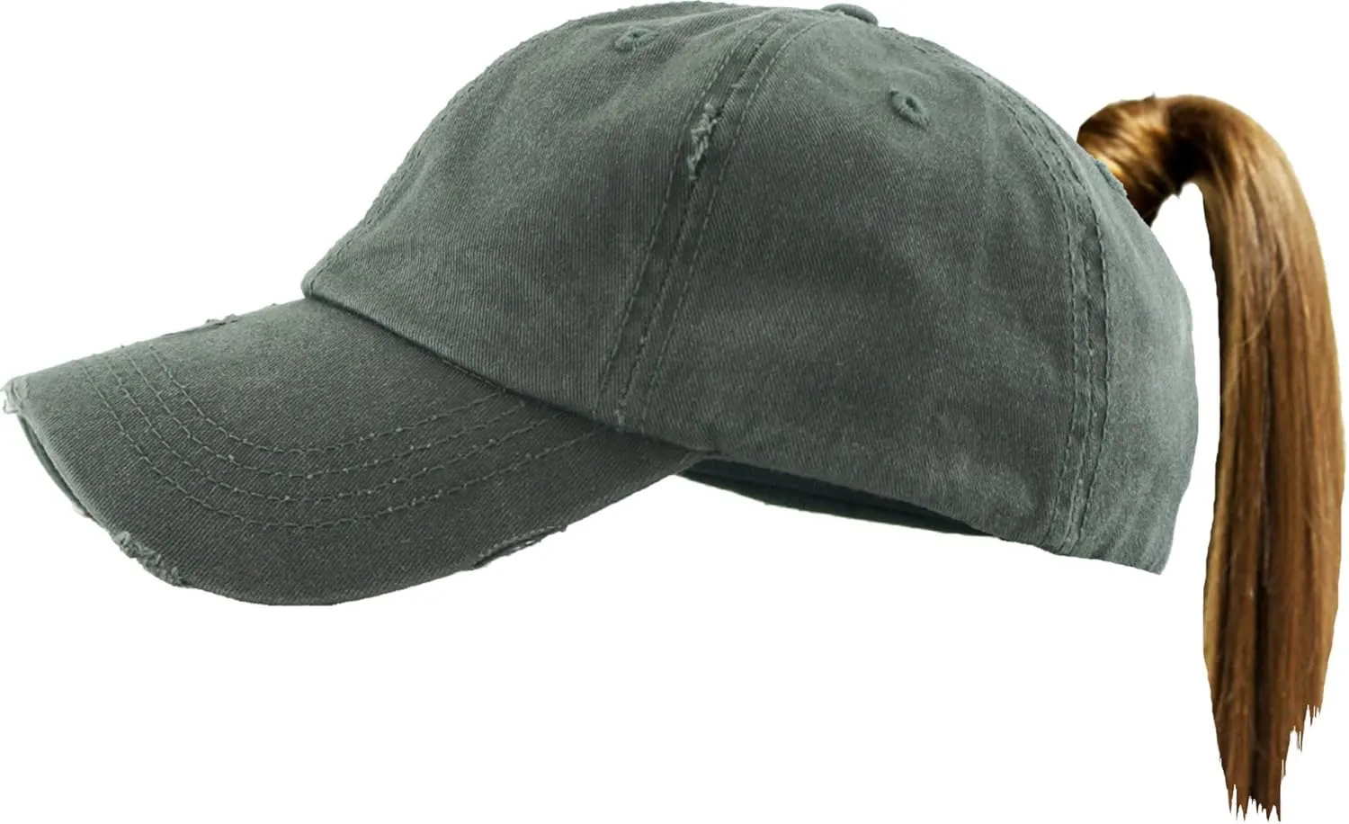 Funky Junque Distressed Ponytail Trucker Hat - Women's Baseball Cap - Solid, Tie Dye, Camo, Value Packs