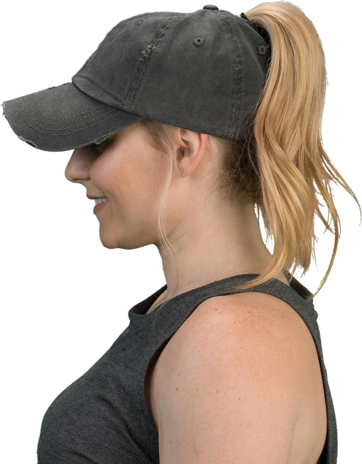 Funky Junque Distressed Ponytail Trucker Hat - Women's Baseball Cap - Solid, Tie Dye, Camo, Value Packs