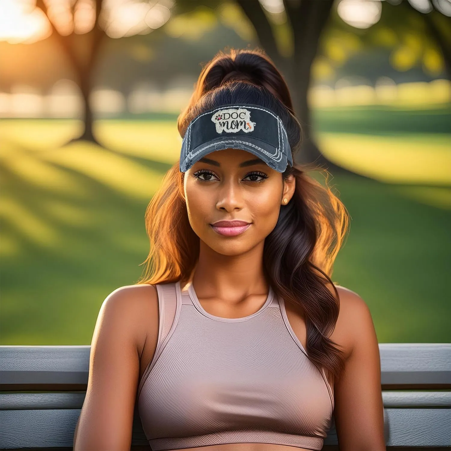 Funky Junque Women's Ponytail Baseball Cap - Adjustable Athletic Visor Hat with High Messy Bun Opening