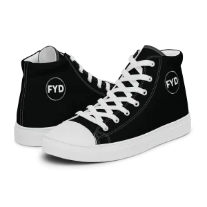 FYD Women’s High Top Sneakers in Black & White FYD Logo