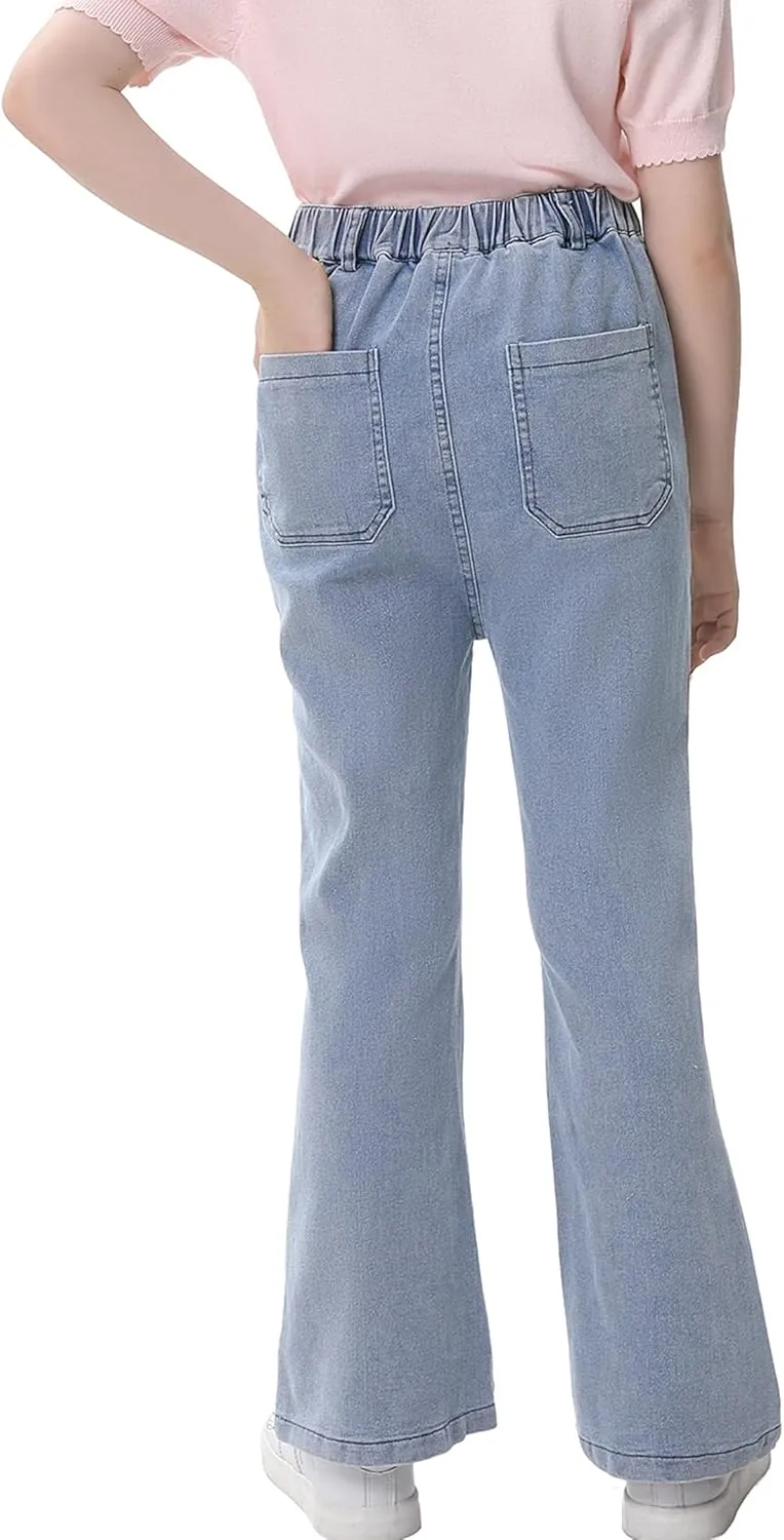 GERU Girls Basic Bootcut Jeans High Waist Flare Leg Skinny Denim Pants with Pockets for 3-12 Years