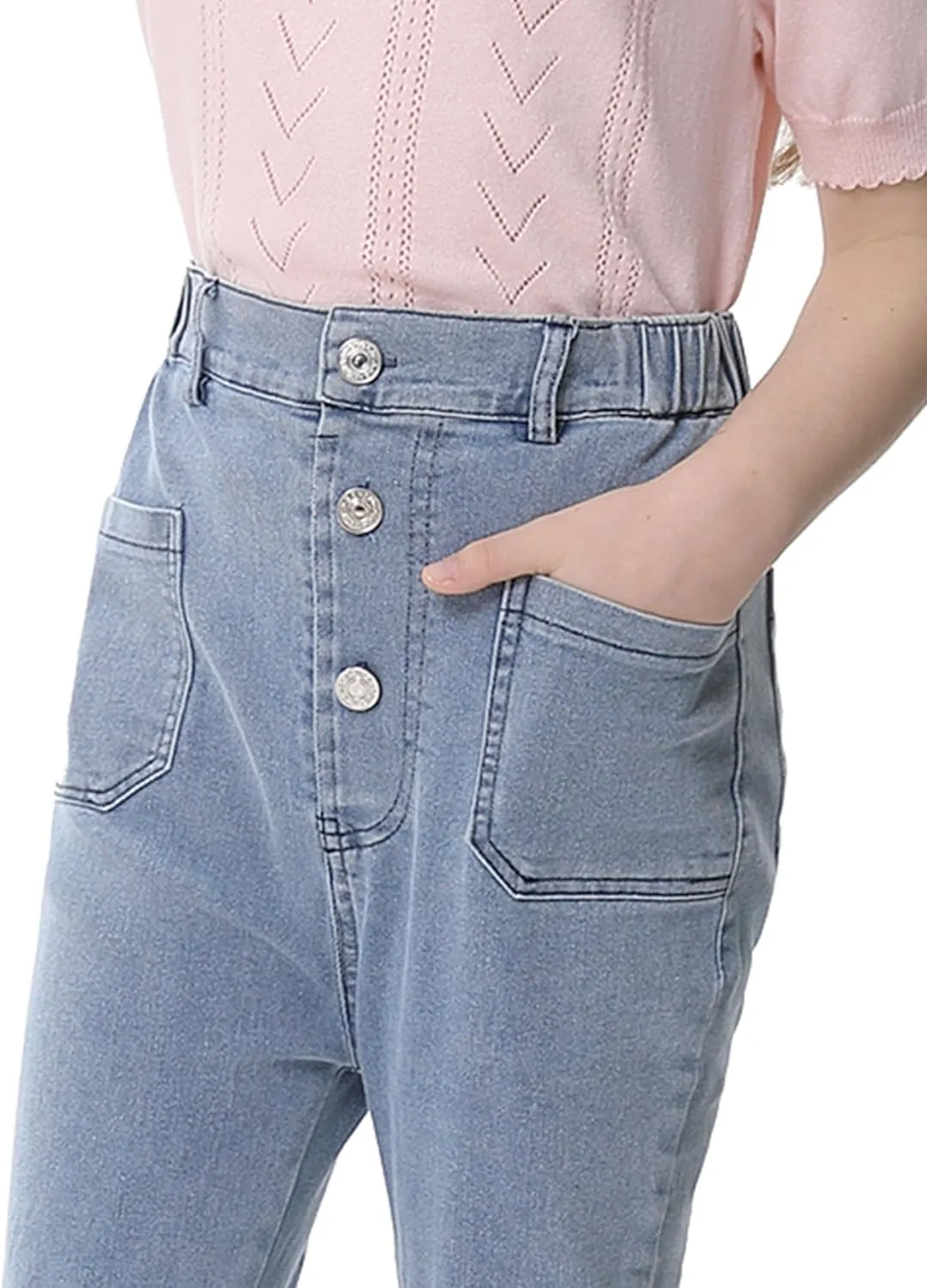 GERU Girls Basic Bootcut Jeans High Waist Flare Leg Skinny Denim Pants with Pockets for 3-12 Years
