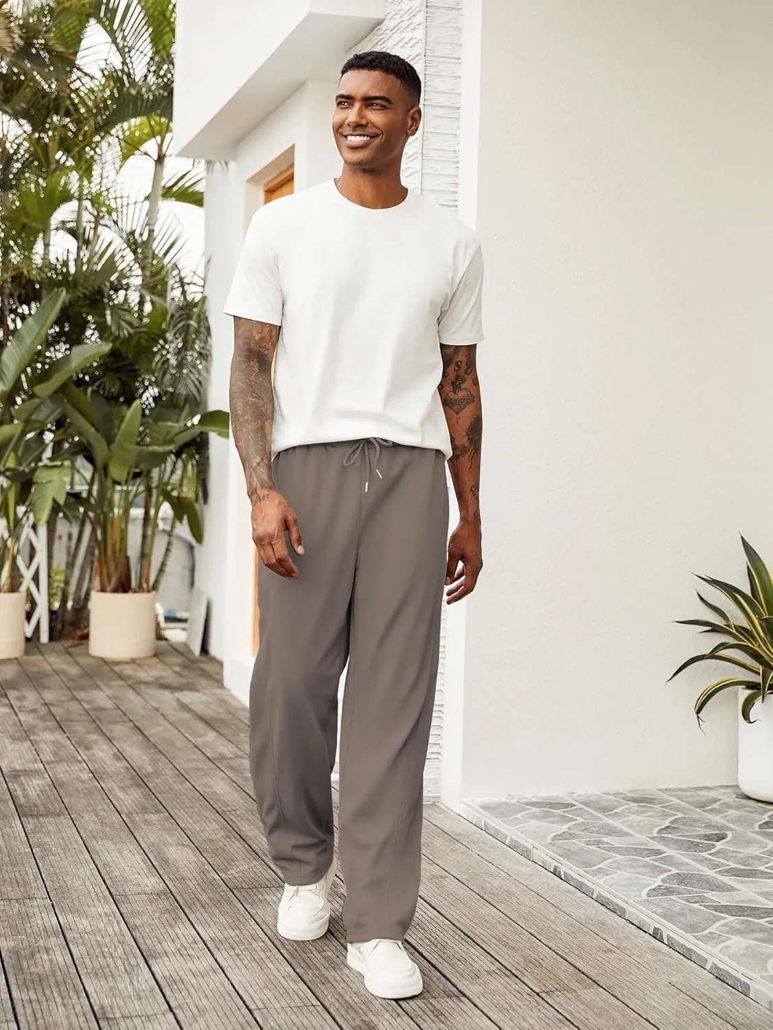 Hardaddy Men's Yoga Sweatpants Athletic Lounge Pants Open Bottom Casual Drawstring Jogger Pants for Men with Pockets