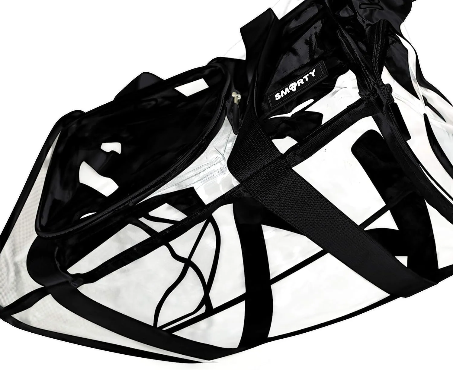 Heavy Duty Large Clear Duffel Gym Bag with Clear Bottom Transparent All Sides Shoe Pocket Removable Shoulder Strap for Men Women Fitness Security Check, Black