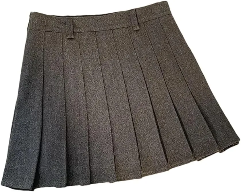 High Waist Pleated Skirts Women Fall Winter Thick Solid Mini Tennis Skirt