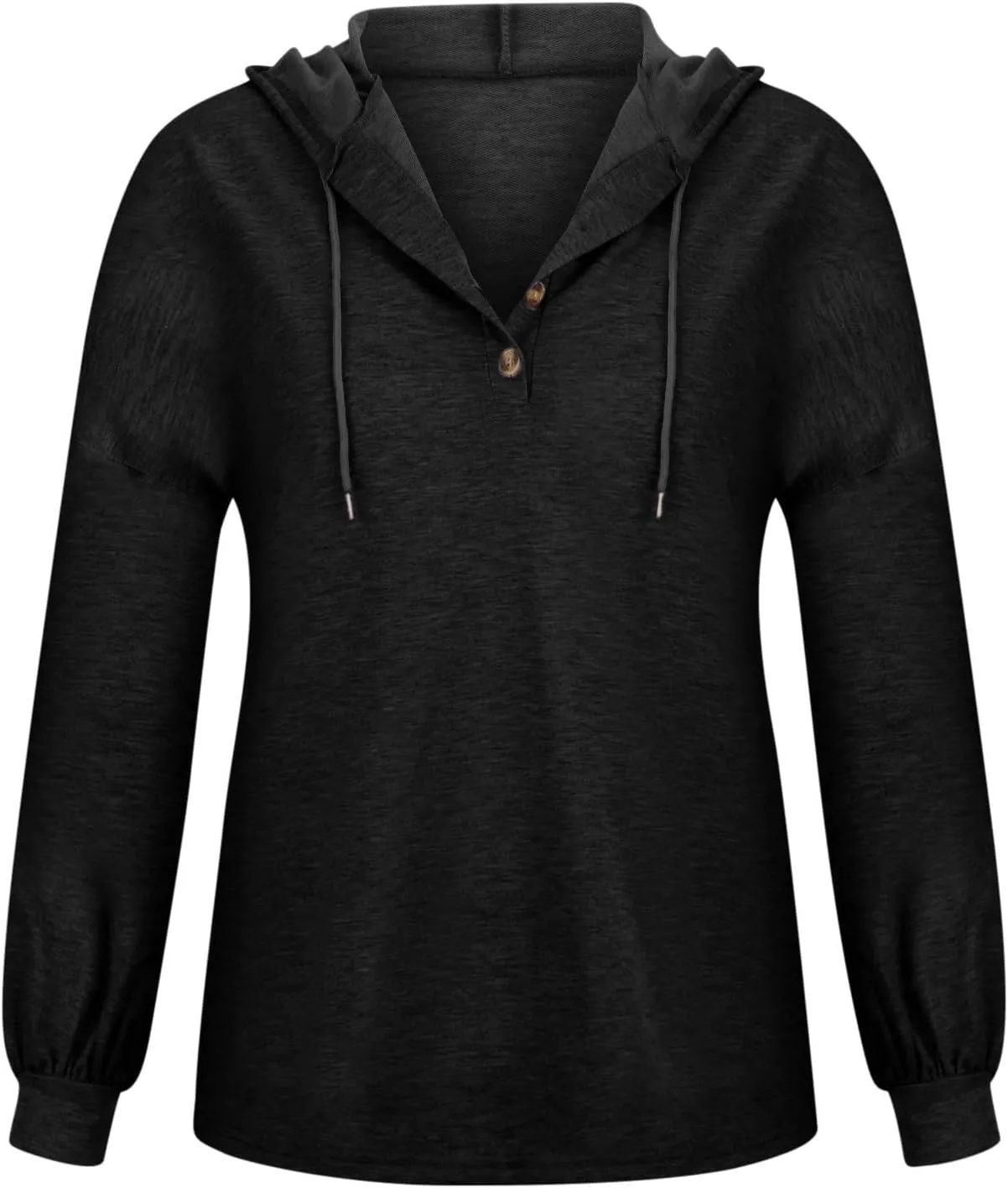 Hoodies for Women Drawstring Long Sleeve Casual Pullover Drop Shoulder V Neck Sweatshirt Ribbed Cuff Hooded Shirts