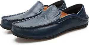 HOOENG Loafer Shoes Driving Moccasins for Men Breathable Lightweight Driving Loafers Leather Resistant Lightweight Anti-Slip Flat Heel Flexible Driving