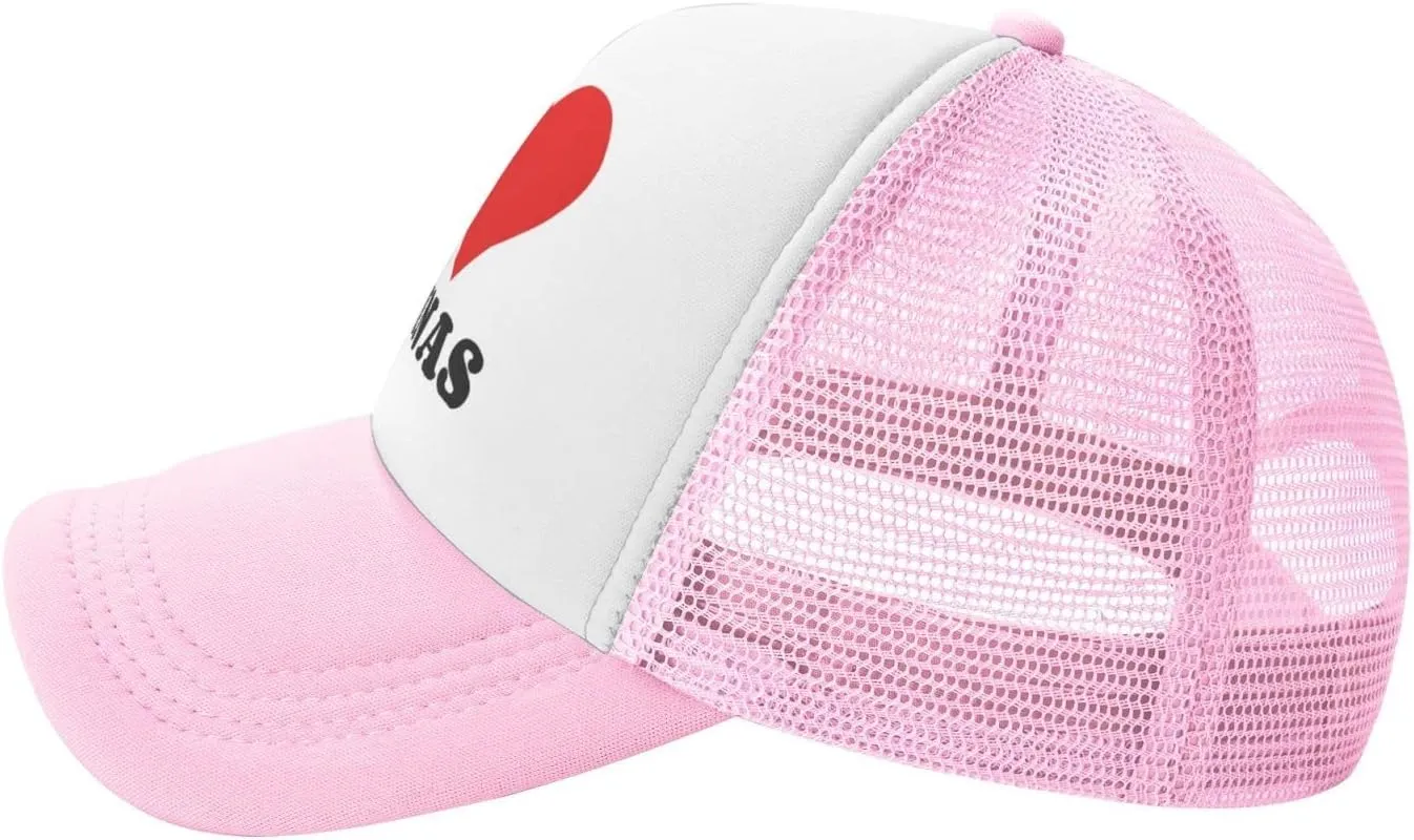 I Heart Latinas I Love Latinas Trucker Hat Mesh Baseball Cap Men Ponytail Hat Women Dad Hat Adjustable Sun Hat Black