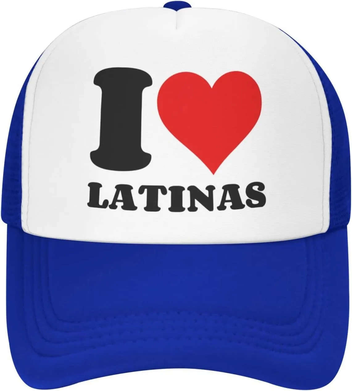 I Heart Latinas I Love Latinas Trucker Hat Mesh Baseball Cap Men Ponytail Hat Women Dad Hat Adjustable Sun Hat Black
