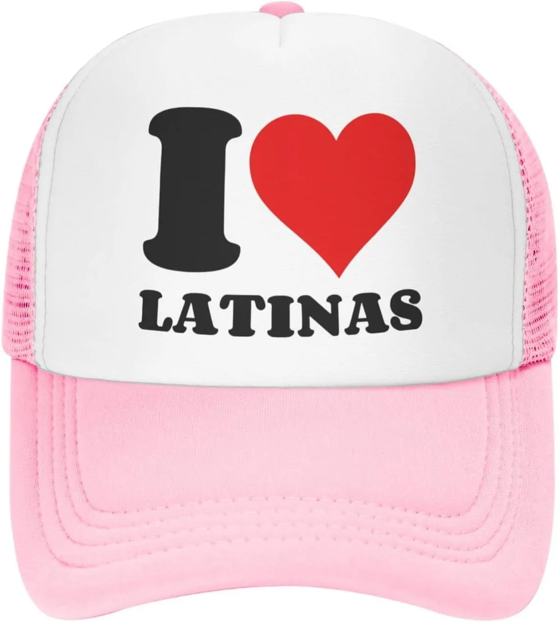 I Heart Latinas I Love Latinas Trucker Hat Mesh Baseball Cap Men Ponytail Hat Women Dad Hat Adjustable Sun Hat Black