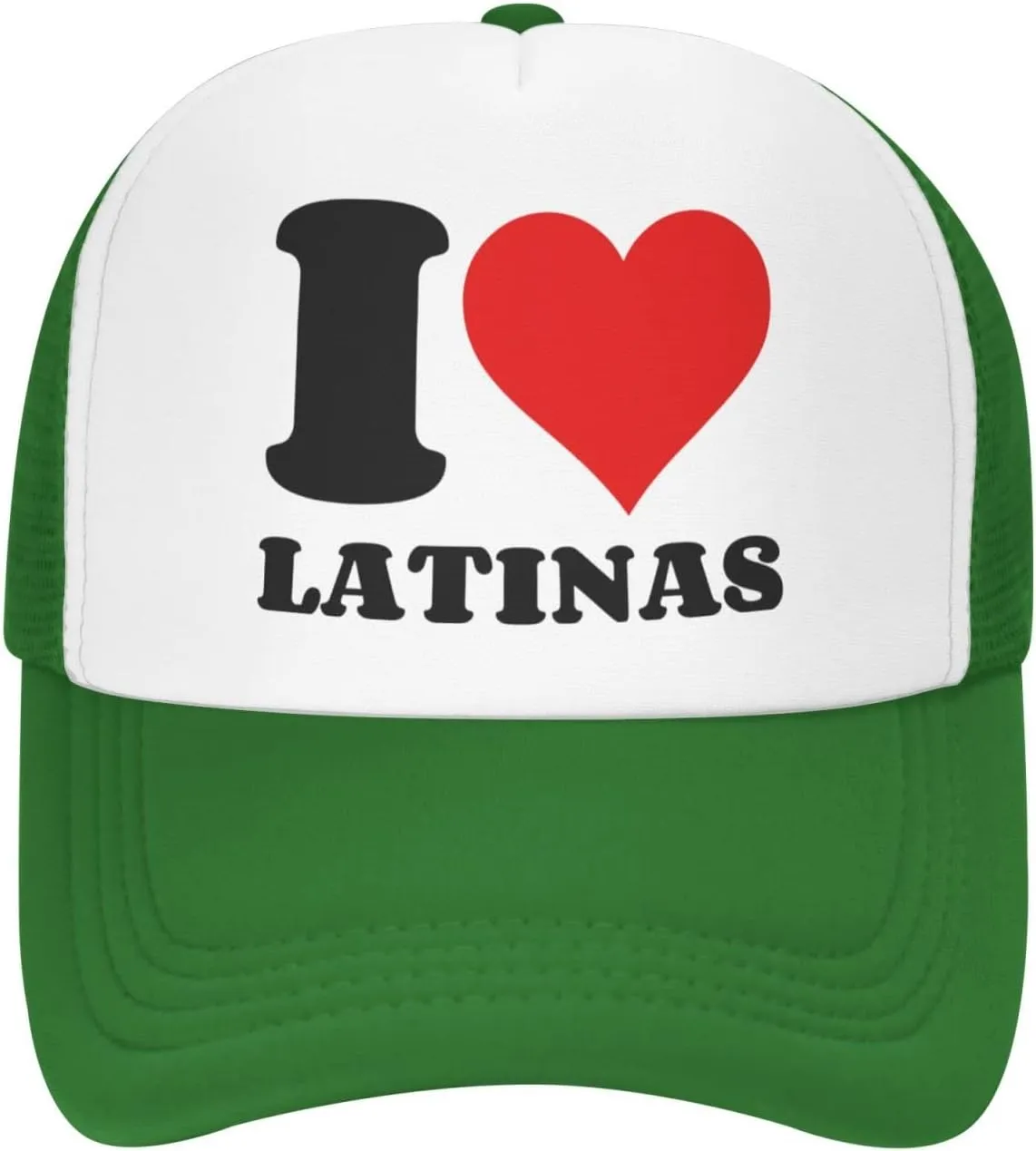 I Heart Latinas I Love Latinas Trucker Hat Mesh Baseball Cap Men Ponytail Hat Women Dad Hat Adjustable Sun Hat Black